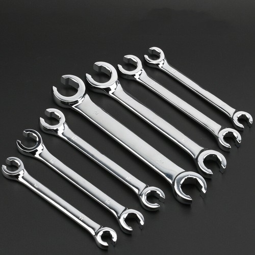 Flare Nut Wrench Set Metric 6 Point Fuel Brake Hydraulic Fluid Line Spanner Tool - Afbeelding 1 van 27