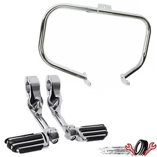 Engine Guard Crash Bar W/ Highway Foot Pegs For Harley Softail Fatboy 2000-2017
