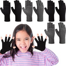4 Pairs Kids Compression Gloves Fingerless Arthritis Gloves Boy Girl Hand Gloves