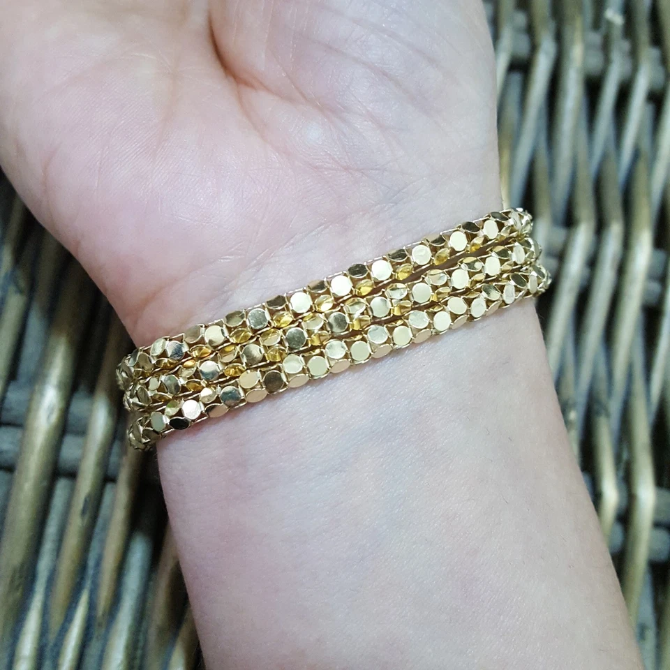 Qvc 925 Sterling Silver Bracelet, Multistrand Bracelet, Gold Plated, 8.2" - Image 2 of 4