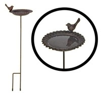 VogelträNke Gusseisen Stehend / Stab Ca. 79,5 Cm Braun Vogel Bad Futter Schale