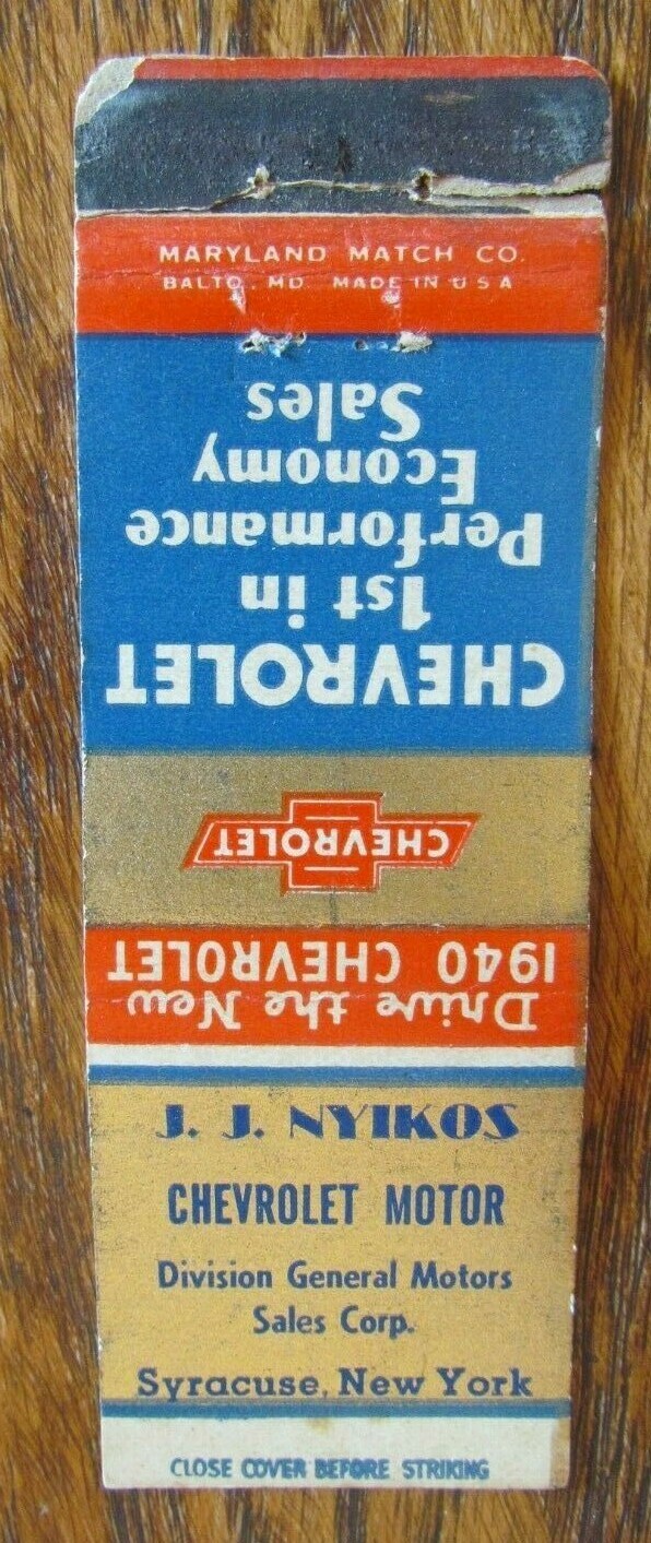 1940 CHEVROLET CAR DEALER J.J. NYIKOS (SYRACUSE, NEW YORK) F5 eBay