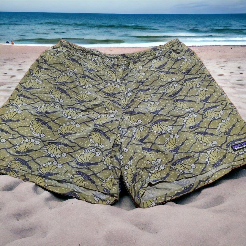 Patagonia Baggies Shorts 6" Inseam Mens XLarge~Fish~Lined Pocket~ Drawstring