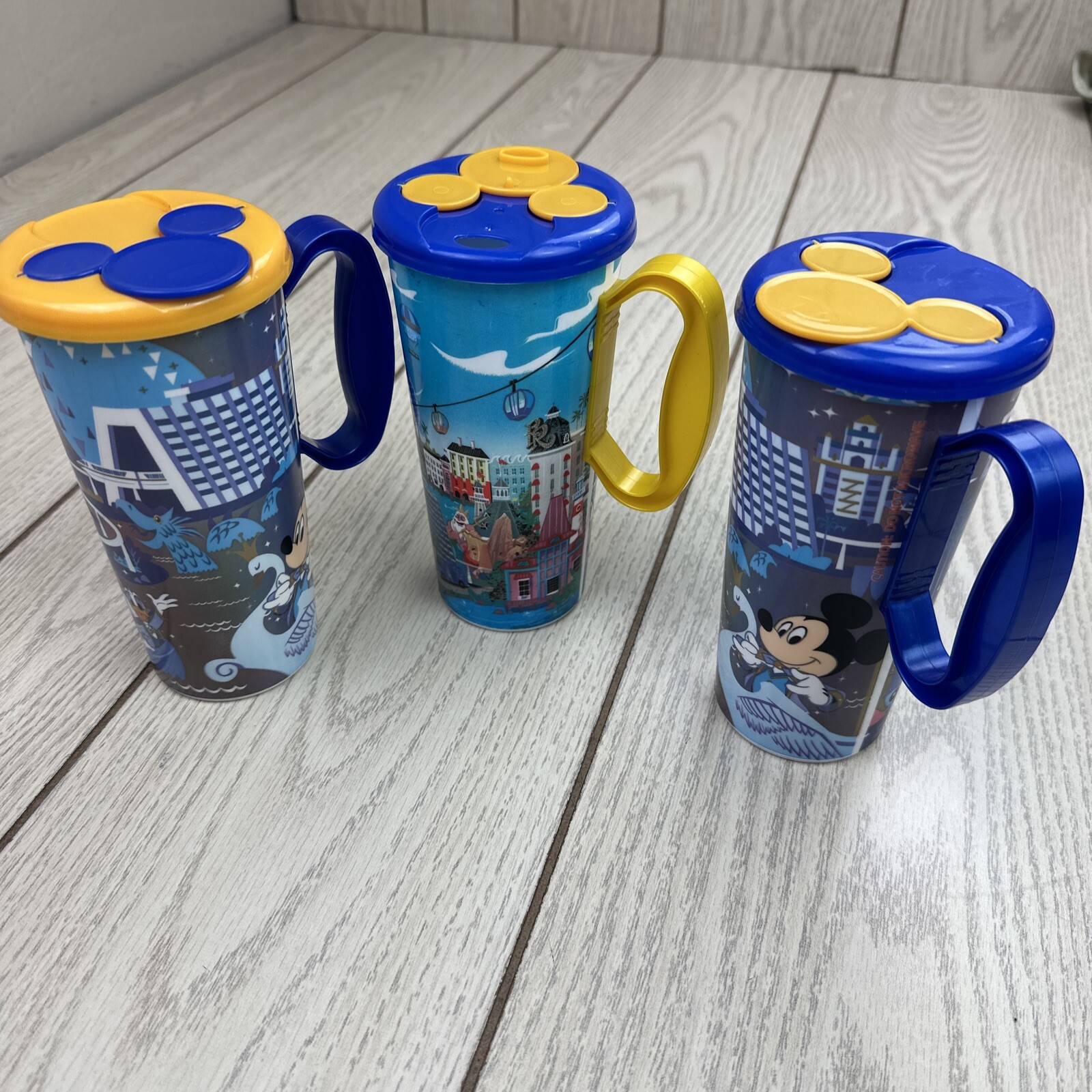Disney World 50th Anniversary Blue Refillable Resort Cup Set of 3
