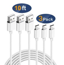 3 Pack 10ft USB-C Type C Cable Fast Charger Cord Charging Data Sync For Galaxy