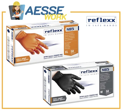 Guanti In Nitrile Alto Spessore Reflexx N85 Full Grip 50 Pz. Industria Meccanici