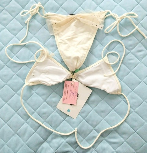 Brasilien Designer Bikini Diva Cattiva Strass Steine S 36 A B Braut cream weiß - Bild 2 von 5