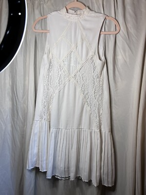Taylor And Sage Dress Size Xs Lace Pleated Bottom open Back High Neck Ivory  | eBay