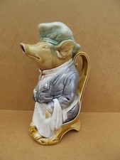 ancien pichet barbotine Onnaing zoomorphe Cochon serveur 737 ht 26 cm.