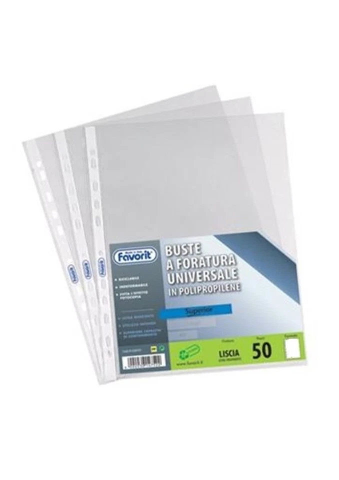 500 BUSTE FORATE FAVORIT 22 X 30 LISCE SUPERIOR ANTIRIFLESSO