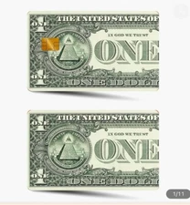 Lot x2 USA $1 One Dollar Bill Money Credit Debit Card Skin Sticker Cover Set 06