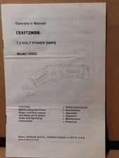 Craftsman Owners Manual 7.2 Volt Power Snips Model No.10222