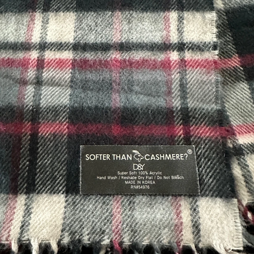 Bufanda rectangular a cuadros más suave que la cachemira 65X12,5 súper suave cálida flecos Foto 3 de 4