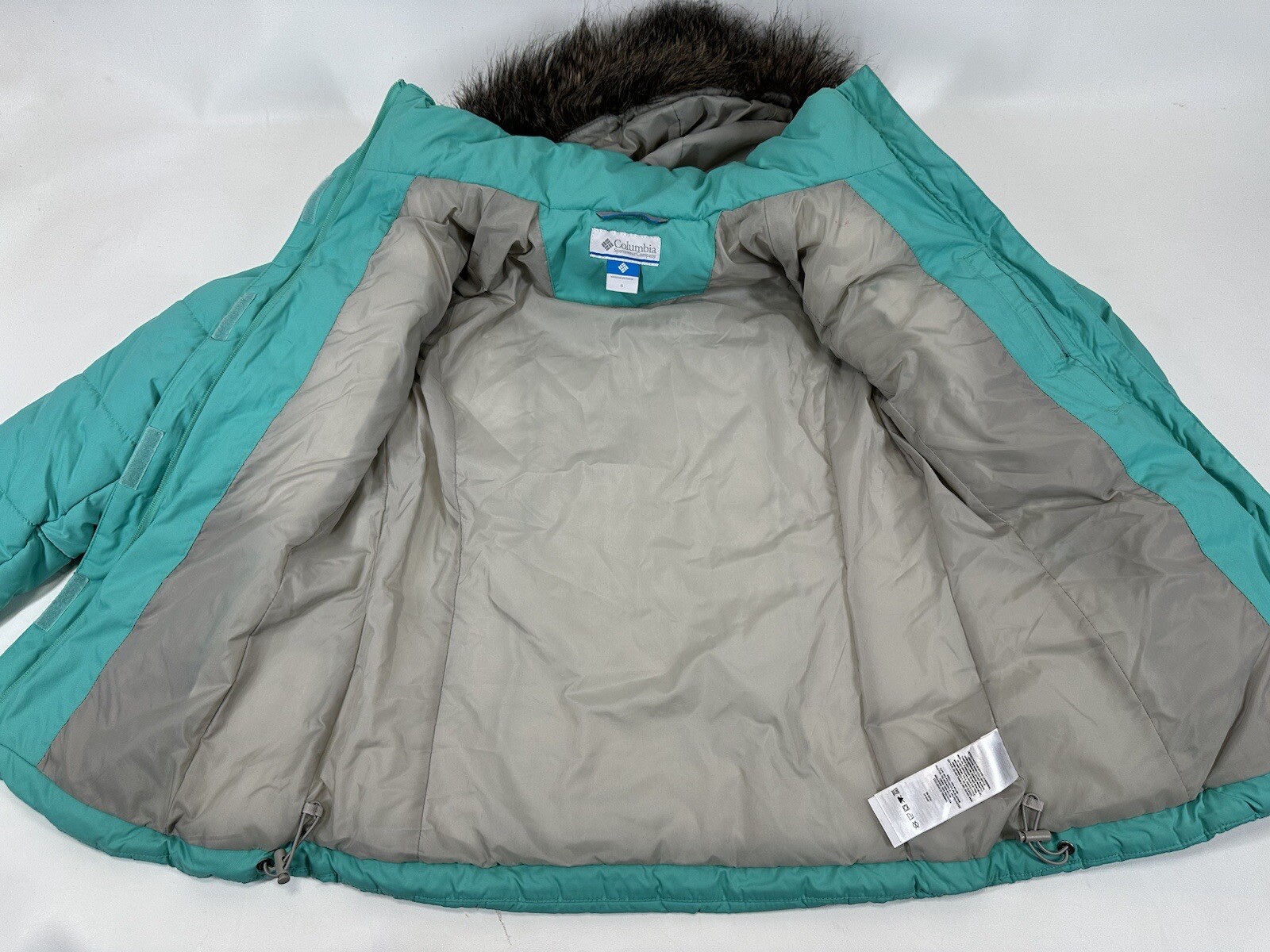 Columbia Women's Puffer Coat Parka Teal Size S Removable Faux Fur Trim Hood thumbnail 7