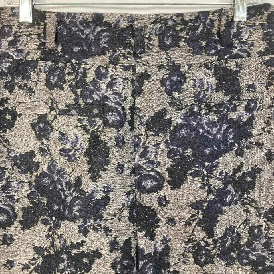 O'2nd Pantalones Mujer Talla 8 Gris Azul Marino Floral Lana Vestido Tiro Alto Cónico Grueso Foto 4 de 4