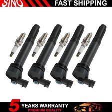 4pcs Ignition Coils & Iridium Spark Plugs Fit for Fiat 500 2012-2017 UF649 97637