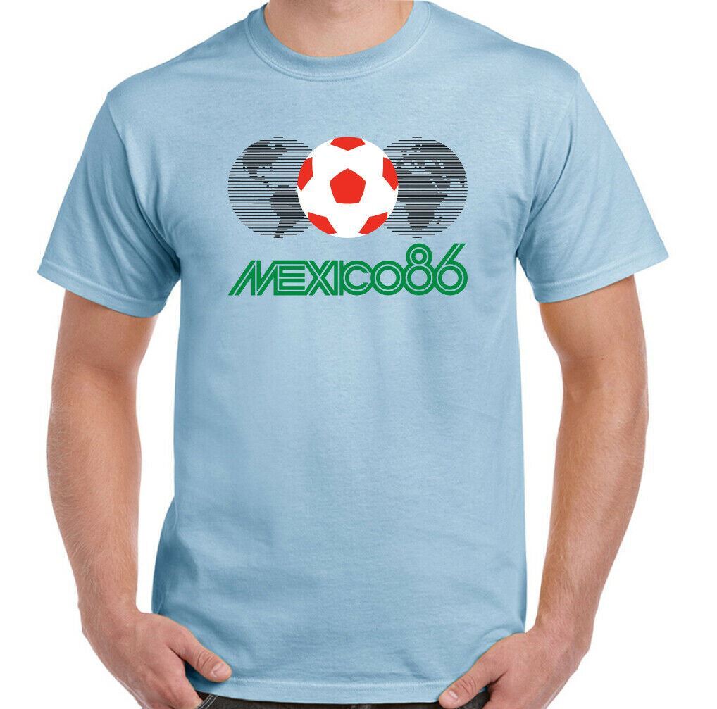 Mexico 86 T-Shirt Football Mens Retro 1986 World Cup Logo Kit England Retro  Top