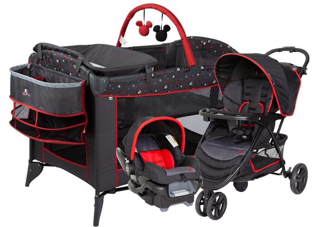 Unisex Baby Red Combo Travel System Stroller with Car Seat Playard