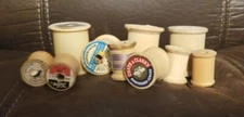 Lot of 10 Vtg Wooden Plastic Sewing Thread Spools LARGE/SMALL Diff Colors/Brands