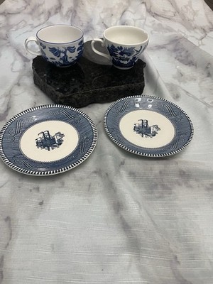 Blue & White Tea Cup And Saucer Bundle Mix Match  4 Pc Set