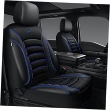 Comfortable 3D Foam Mesh Leather Car Seat Covers Two Front Black Blue Mesh