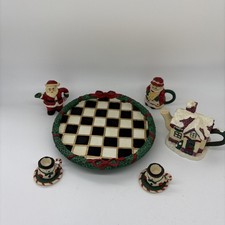 Miniature Tea Set - Christmas - Santa Clause, Mrs Clause, Snowmen - 10 Pieces