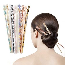 10 Packs Vintage Hair Forks Tortoise French Style Shell Cellulose Acetate Hair