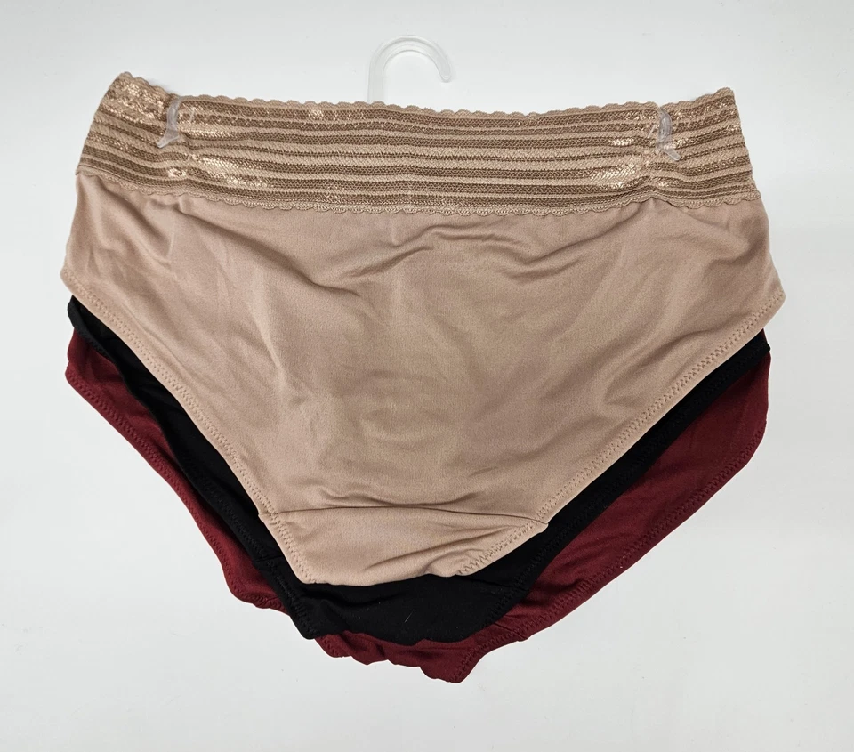 3 Pack WARNERS No Pinching Micro Hipster Panties Womens M L XL Beige Black Red - Image 3 of 4