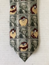 Looney Tunes Mania Men's Necktie Tie Polyester Looney Money Taz NWT NOS 57"