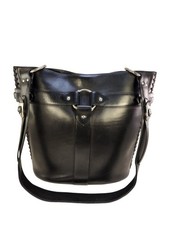 BORSA A TRACOLLA VINTAGE FRYE ITALIAN HARNESS WESTERN COWGIRL PELLE NERA
