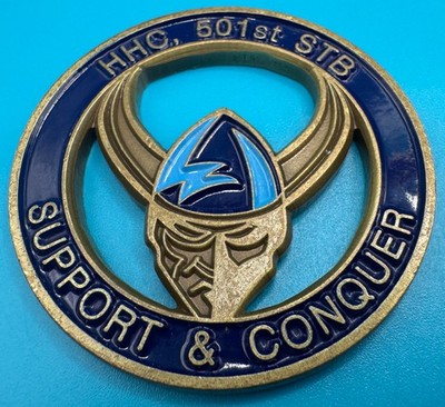 U.S. Army HHC, 501st STB ''Support & Conquer'' Military CDR & 1SG Challenge Coin
