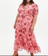Torrid Floral Maxi Lace Peasant Dress Size 4/4XL Spring Easter Summer Pink Flowy