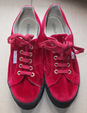 Superga Womens Ladies  S0080Y0 Velvet Pumps Dark Red Size UK 5 EU 38.