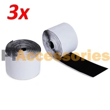 3 Rolls 3 FT 1" inch Self Adhesive Tape Hook and Loop Fastener Sticky Back Black