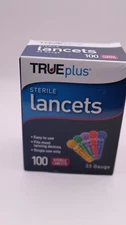 TRUE PLUS STERILE LANCETS 100 CT PER BOX 33 GAUGE MULTI-COLORED EXP 5/2029