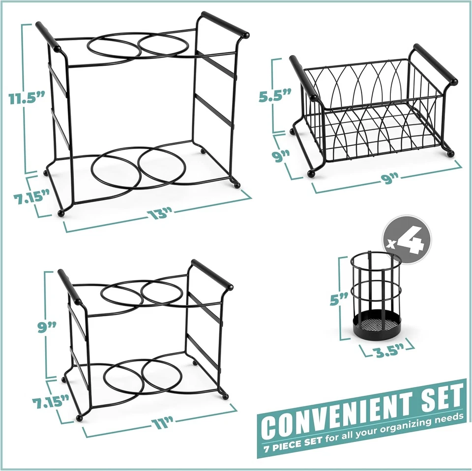 Sorbus® Buffet Caddy — Juego apilable de 7 piezas incluye plato, 3 niveles, negro Foto 3 de 4
