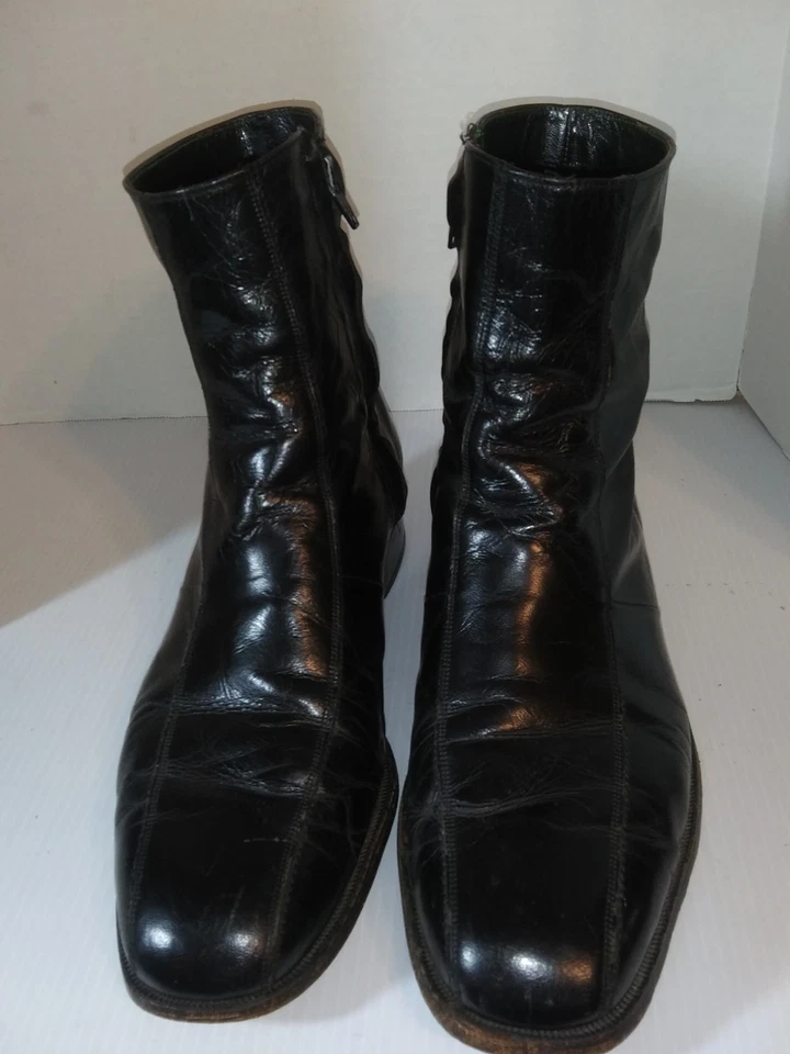 Botas al tobillo Florsheim para hombre talla 10 E anchas de cuero negro con cremallera lateral Foto 4 de 4