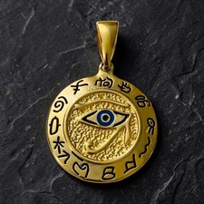 Gold Filled Egypt Eye of Horus RA Medal Pendant for Protection ,Money ,Luck-P110