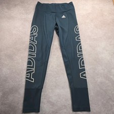 Adidas Leggings Pants Womens Medium Blue Graphic Brand Retro Gym Athleisure