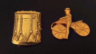 Paire De Fèves Plates En Métal Doré Vintage (Réf : CH32) - Photo 1/4