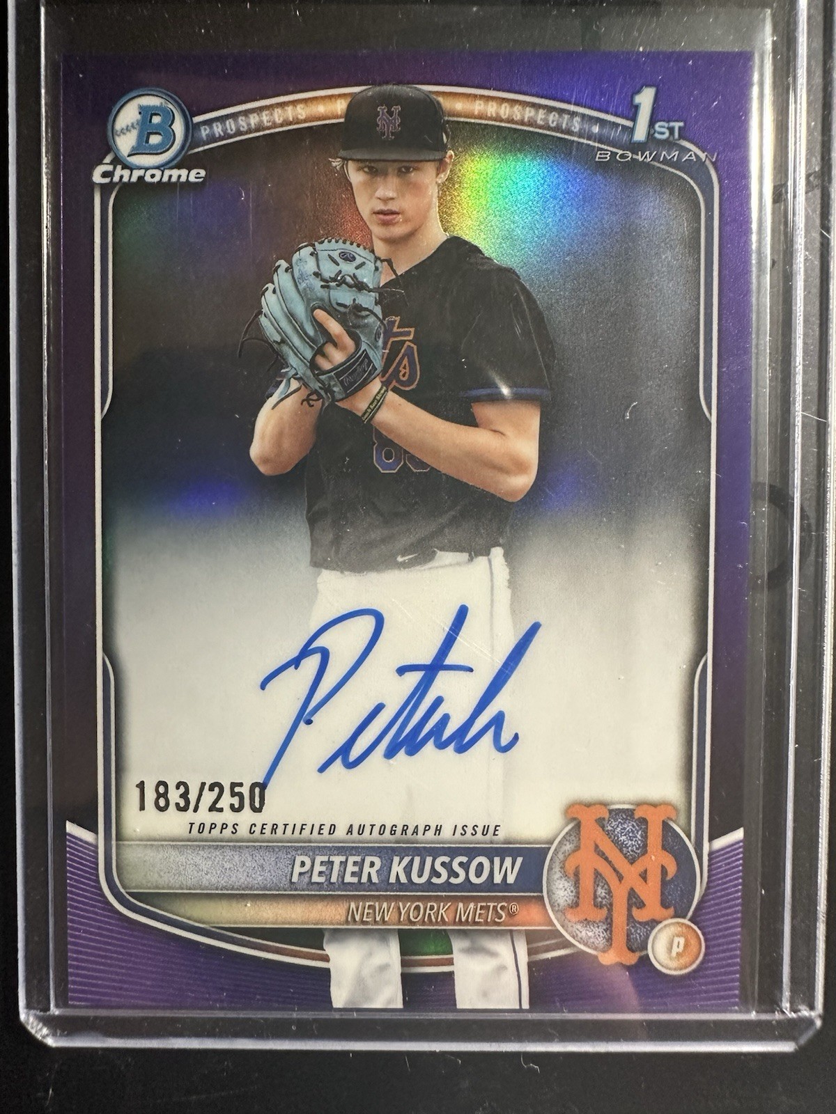 2025 Bowman Draft Peter Kussow Chrome Auto Purple Refractor 1st #/250 Mets