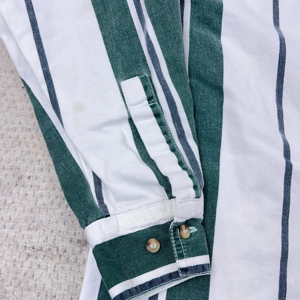 Vintage Impact Denim Shirt Men Large Button Up Striped Colorblock Western 90s * - Image 4 of 4