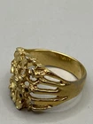 Faux Gold Tone Nugget Ring Size 12 Costume Fashion Jewelry Vintage