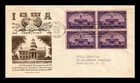 DR JIM STAMPS US COVER IOWA TERRITORY CENTENNIAL FDC BLOCK OF 4 GRIMSLAND