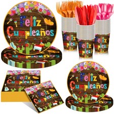 168 PCS Mexican Birthday Party Supplies Fiesta Cinco De Mayo Tableware Set