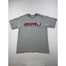 Vintage Nebraska Football Shirt The Cotton Exchange Gray Large Made in USA Tee