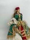 Greek folk costume doll 13" no stand sequins green & red velvet dree fez cap  — photo 2
