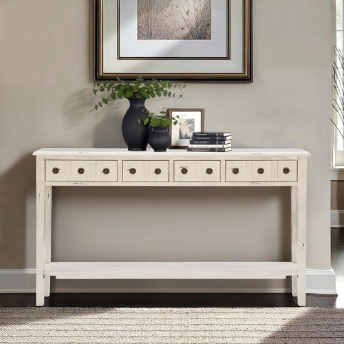 Powell Company Strand 60 in. Cream Rectangle Wood Console Table with Drawers - Picture 4 of 12