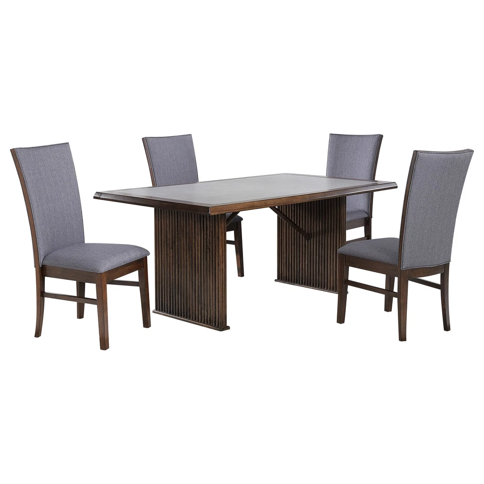 Coaster Sherwood 5-Piece Rectangular Wood Dining Table Set in Brown and Gray - Image 2 of 4