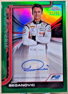 2025 Topps Chrome Formula 1 F2 Dino Beganovic Green Auto 83/99 #CAC-BEG HiTech